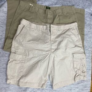 Bundle of 2 Khaki Mens pants and cargo shorts size 42